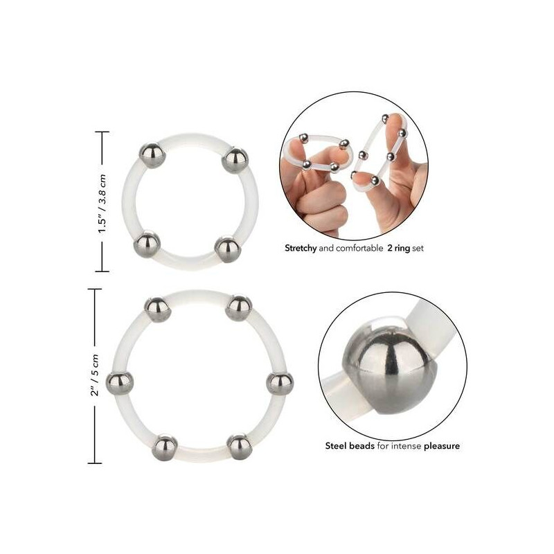 CALEXOTICS - STEEL BEADED SILICONE RING SET 3 