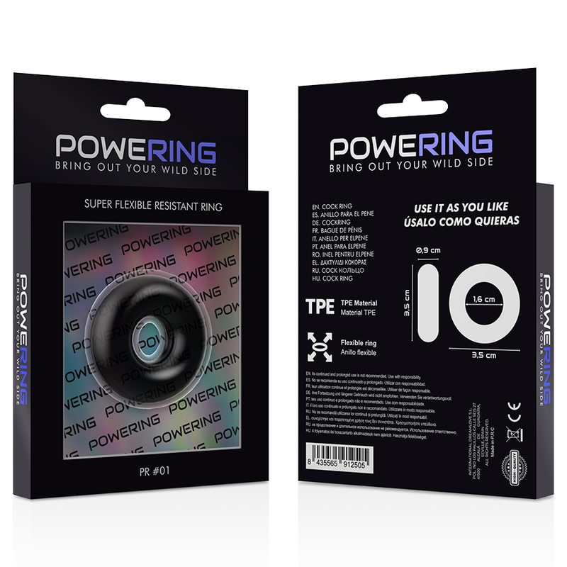 POWERING - SUPER FLEXIBLER UND WIDERSTANDSFÄHIGER PENISRING 3,5 CM SCHWARZ 11 