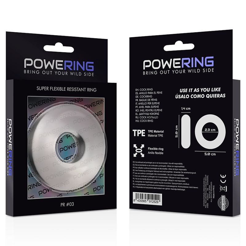 POWERING - ANNEAU PÉNIS SUPER FLEXIBLE ET RÉSISTANT 5CM PR03 CLAIR 11 