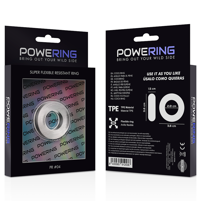 POWERING - ANNEAU PÉNIS SUPER FLEXIBLE ET RÉSISTANT 3,8CM PR04 CLAIR 11 