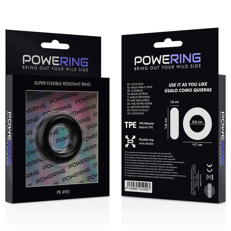 POWERING - ANNEAU PÉNIS SUPER FLEXIBLE ET RÉSISTANT 4,8CM PR05 NOIR 11 