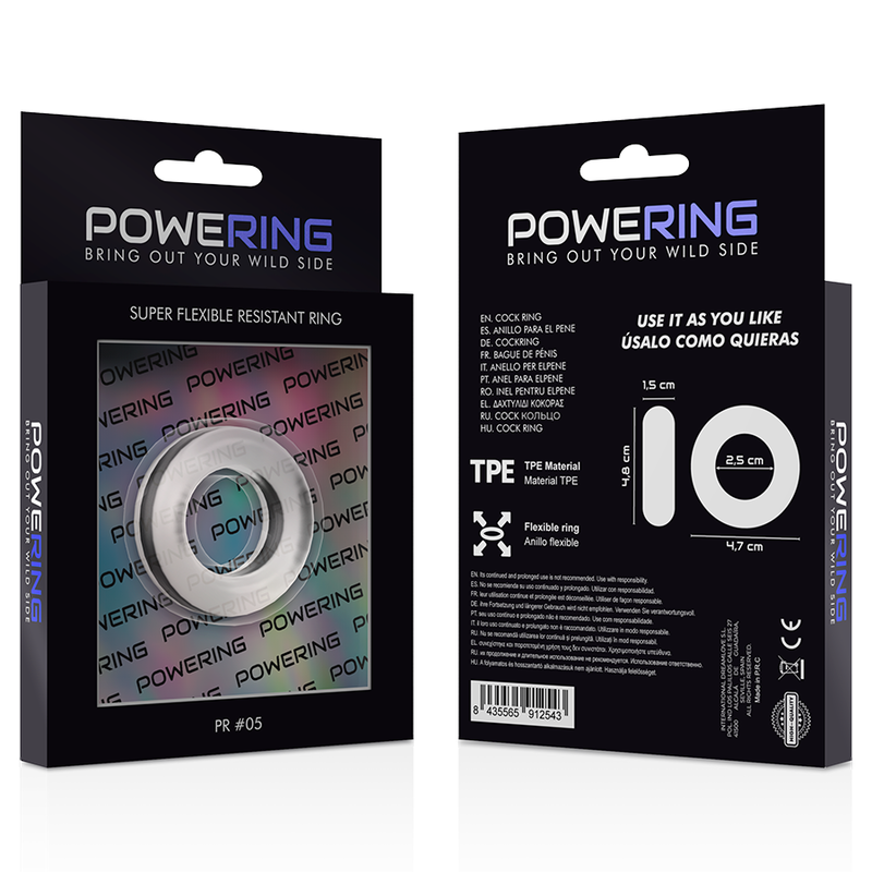 POWERING - ANELLO PER PENE SUPER FLESSIBILE E RESISTENTE 4,8 CM PR05 TRASPARENTE 11 