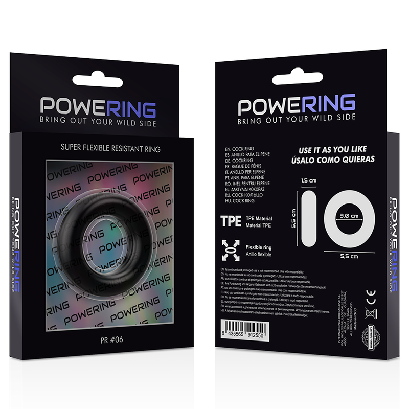 POWERING - ANNEAU PÉNIS SUPER FLEXIBLE ET RÉSISTANT 5,5CM PR06 NOIR 11 