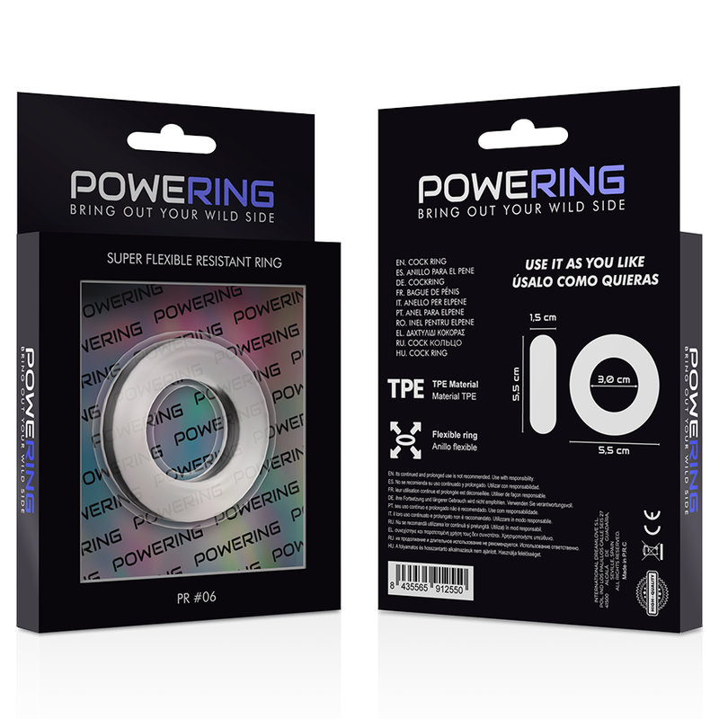 POWERING - ANNEAU PÉNIS SUPER FLEXIBLE ET RÉSISTANT 5,5CM PR06 CLAIR 11 