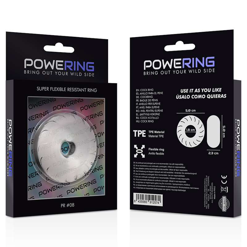 POWERING - ANELLO PER PENE SUPER FLESSIBILE E RESISTENTE 5CM PR08 TRASPARENTE 10 