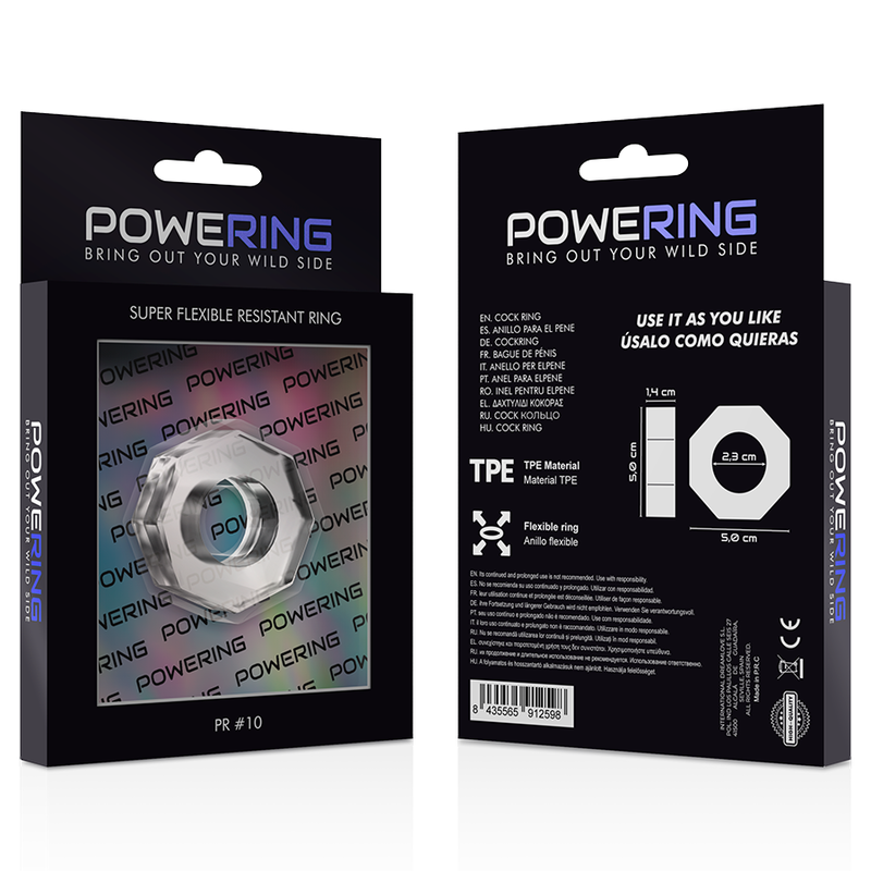 POWERING - ANELLO PER PENE SUPER FLESSIBILE E RESISTENTE 5CM PR10 TRASPARENTE 10 