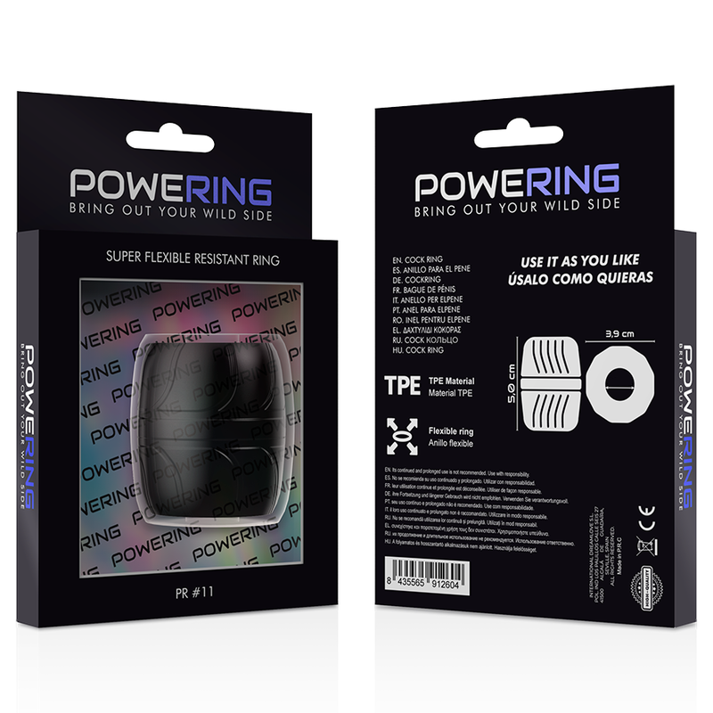 POWERING - ANNEAU PÉNIS SUPER FLEXIBLE ET RÉSISTANT 5 CM PR11 NOIR 6 