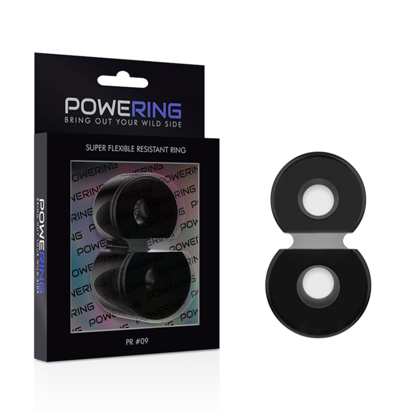 POWERING - SUPER FLEXIBLER UND WIDERSTANDSFÄHIGER DOPPEL-PENISRING PR09 SCHWARZ 2 