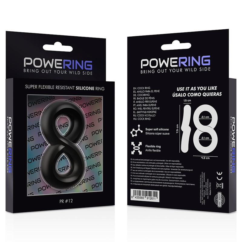 POWERING - SUPER FLEXIBLER UND WIDERSTANDSFÄHIGER PENIS- UND HODENRING PR12 SCHWARZ 8 