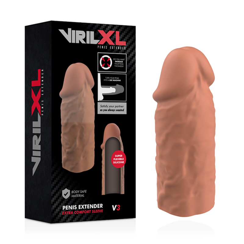 VIRILXL - ESTENSIONE DEL PENE IN SILICONE LIQUIDO V3 MARRONE 1 