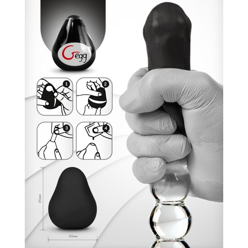 G-VIBE - REUSABLE TEXTURED MASTURBATOR EGG BLACK 3 