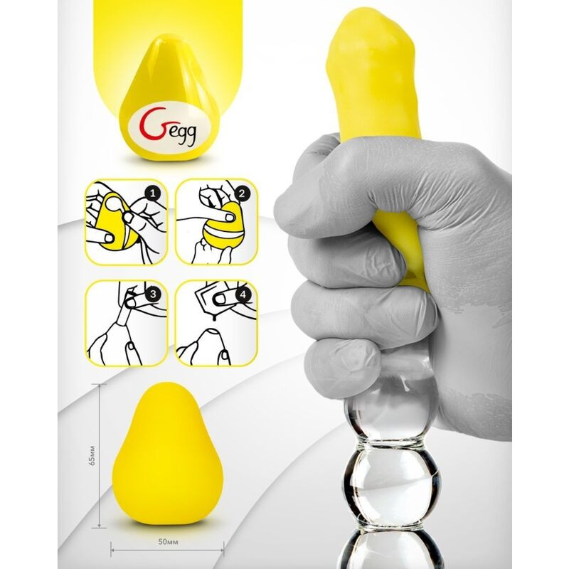 G-VIBE - REUSABLE YELLOW TEXTURED MASTURBATOR EGG 3 