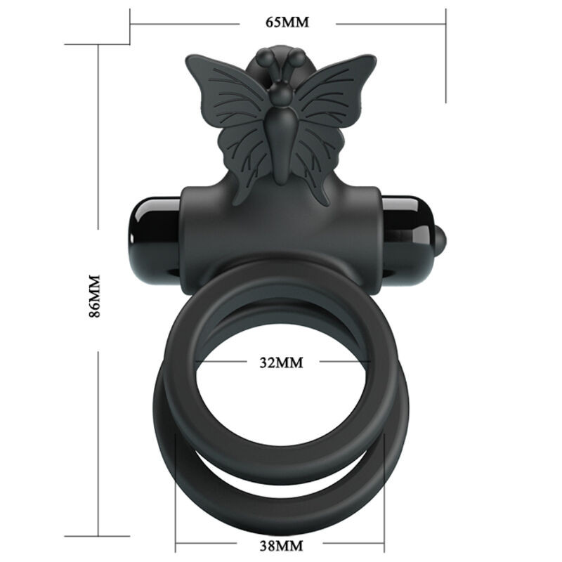 PRETTY LOVE - DOUBLE VIBRATING RING WITH BLACK STIMULATOR 9 