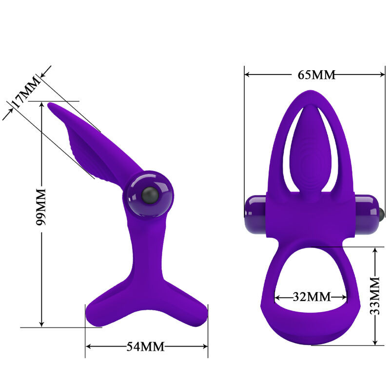 PRETTY LOVE - ANNEAU VIBRATEUR 10 VIBRATIONS SILICONE VIOLETTE 5 