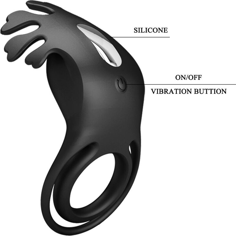 PRETTY LOVE - ANELLO VIBRATORE RUBEN 7 VIBRAZIONI IN SILICONE NERO 6 