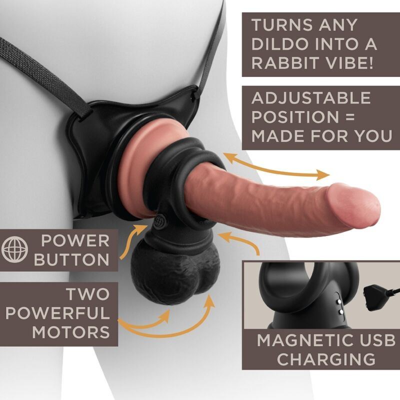 KING COCK - ELITE ANNEAU AVEC TESTICULE VIBRANT SILICONE 6 