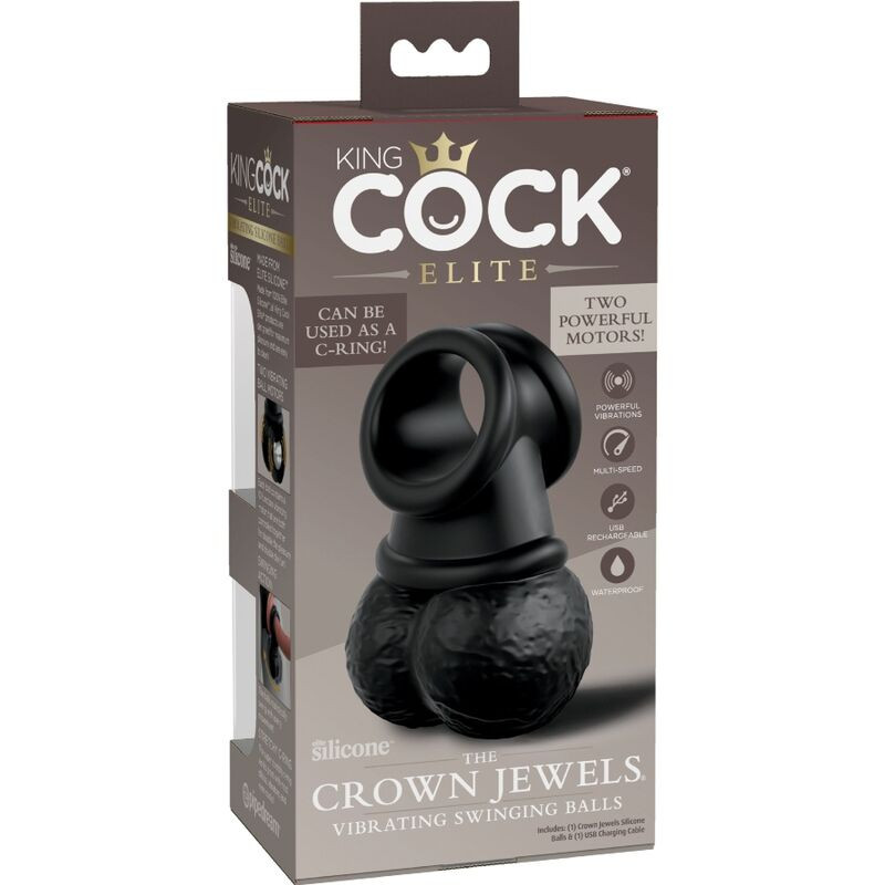 KING COCK - ELITE ANNEAU AVEC TESTICULE VIBRANT SILICONE 7 