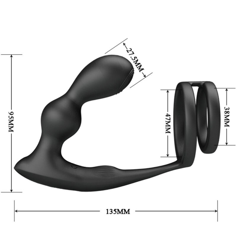 PRETTY LOVE - MARSHALL PENIS RING WITH VIBRATORY ANAL PLUG WITH REMOTE CONTROL 6 