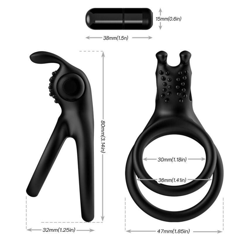 ARMONY - TRAVELER DOUBLE VIBRATOR RING FOR COUPLES RABBIT BLACK 2 