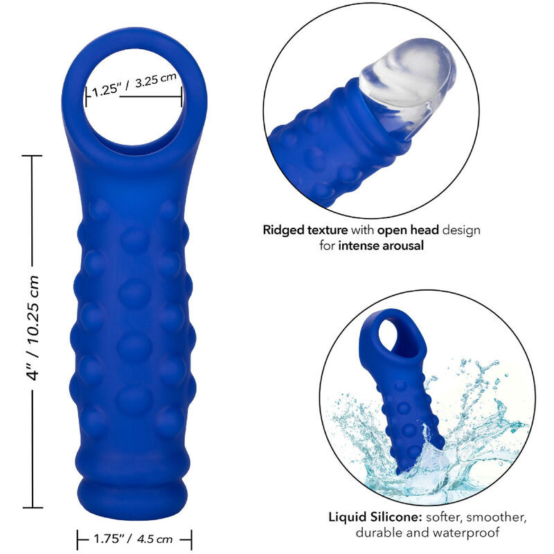 CALEXOTICS - ADMIRAL BEADED PENIS COVER LIQUID SILICONE BLUE 3 