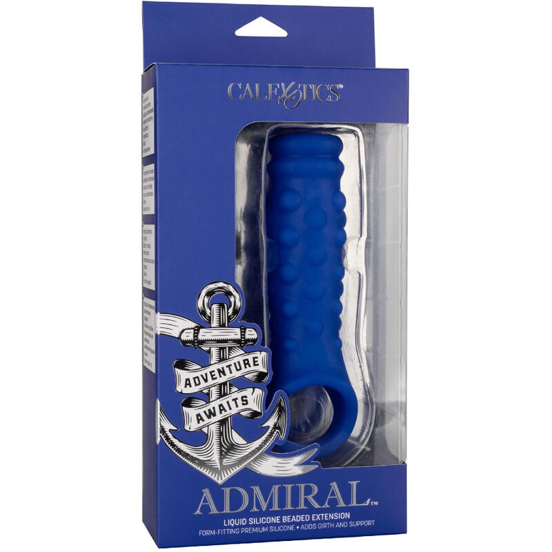 CALEXOTICS - ADMIRAL COPERTURA PER PENE CON PERLINE IN SILICONE LIQUIDO BLU 5 