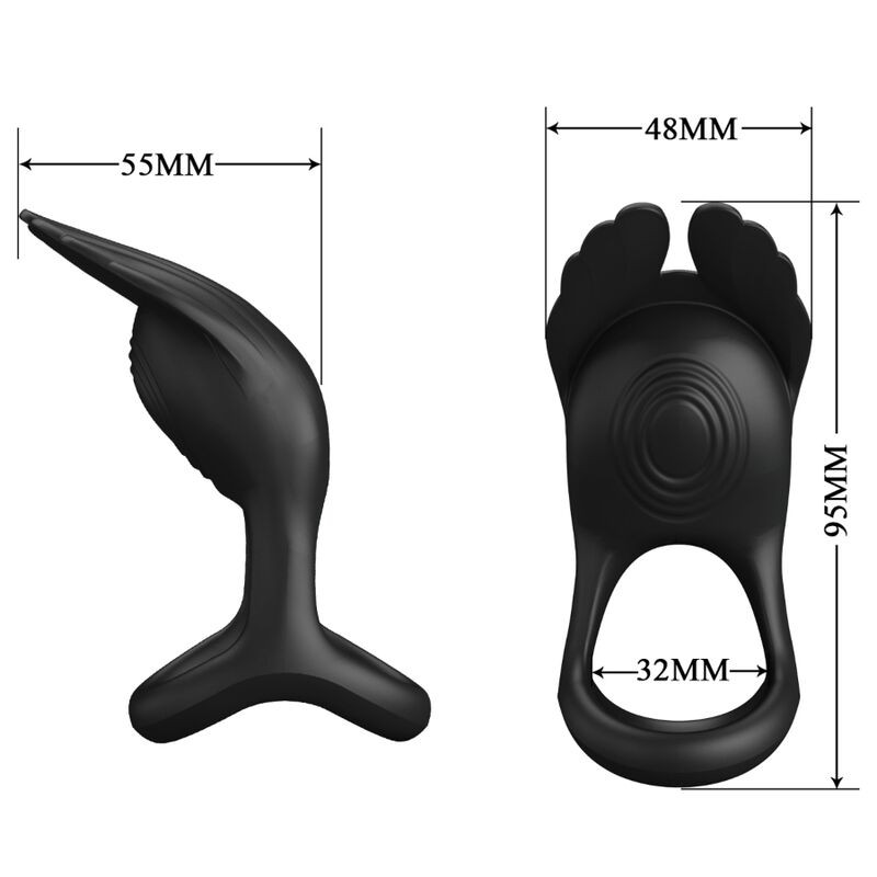 PRETTY LOVE - SILAS VIBRANT PENIS RING 7 VIBRATIONS BLACK SILICONE 5 