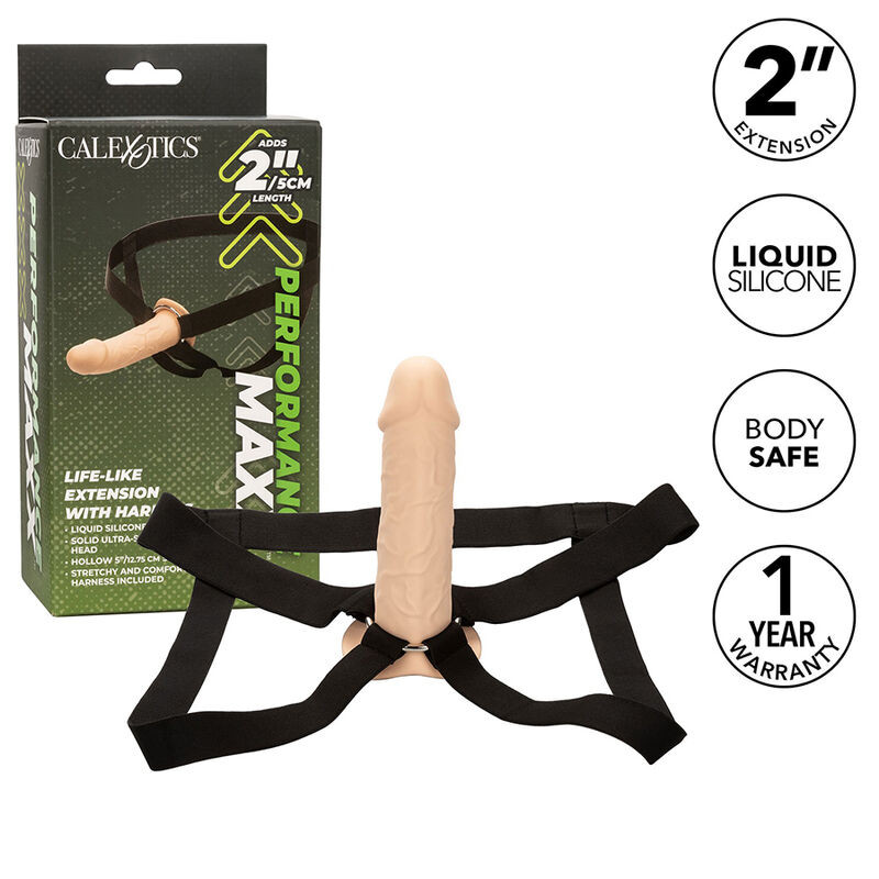 CALEXOTICS - EXTENSION PERFORMANCE MAXX RÉALISTE AVEC HARNAIS PEAU CLAIRE 1 