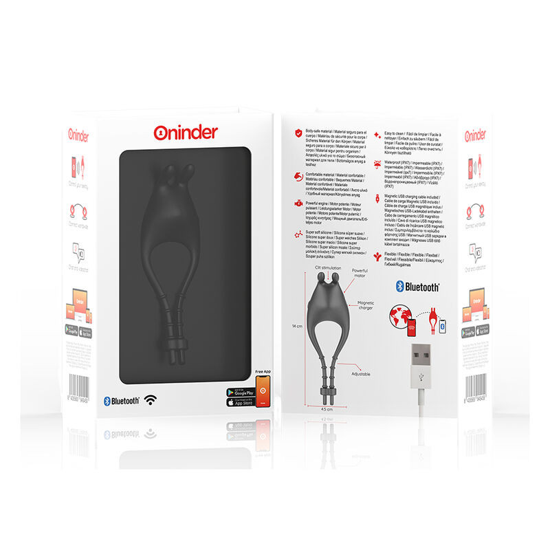 ONINDER - ANELLO VIBRATORE REGOLABILE RICARICABILE PAMPA CON STIMOLATORE CLITORIDE 10 VELOCITÀ - APP GRATUITA 8 