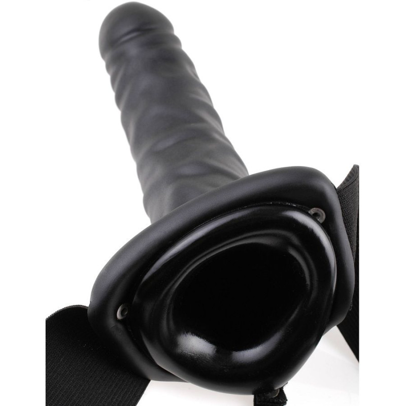 FETISH FANTASY SERIES - 19 CM VIBRATING HOLLOW STRAP-ON BLACK 3 