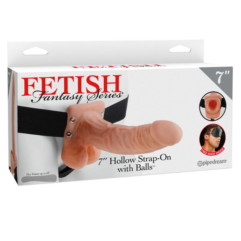 FETISH FANTASY SERIES - SERIES 7 HOLLOW STRAP-ON WITH BALLS 17.8CM FLESH 1 