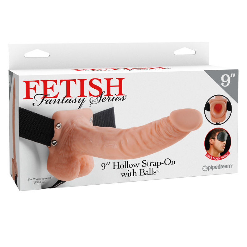 FETISH FANTASY SERIES - SERIES 9 HOLLOW STRAP-ON WITH BALLS 22.9CM FLESH 3 