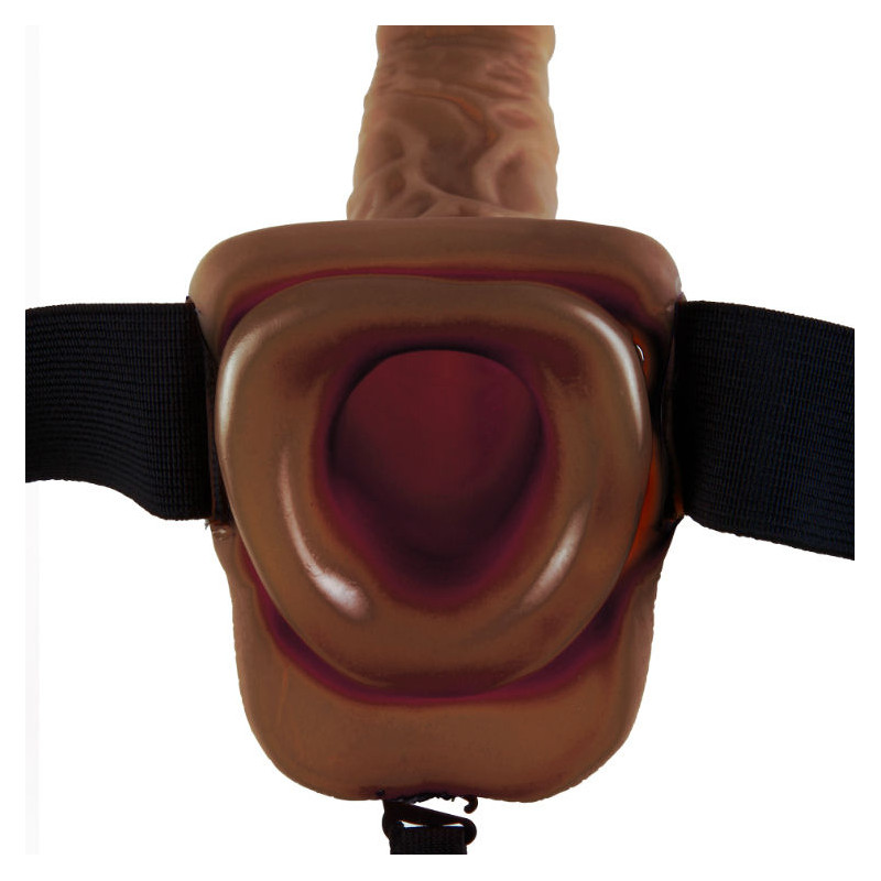 FETISH FANTASY SERIES - SERIES 9 HOLLOW STRAP-ON WITH BALLS 22.9CM BROWN 4 