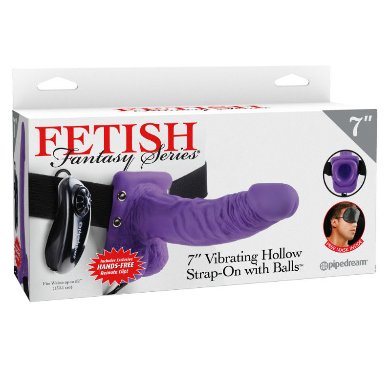 FETISH FANTASY SERIES - SERIES 7 HOLLOW STRAP-ON VIBRATING WITH BALLS 17.8CM PURPLE 1 