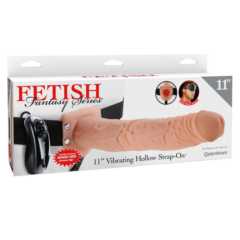 FETISH FANTASY SERIES - SERIES 11 HOLLOW STRAP-ON VIBRATING WITH BALLS 27.9CM FLESH 3 