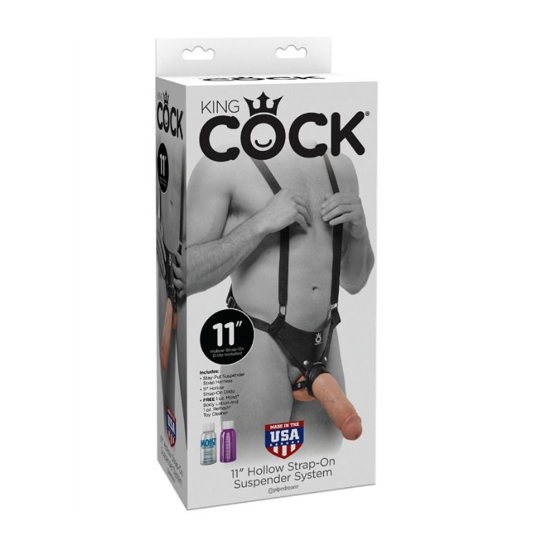 KING COCK - STRAP-ON AVEC GODE CREUX 28 CM ET SANGLES COULEUR CHAINE 1 