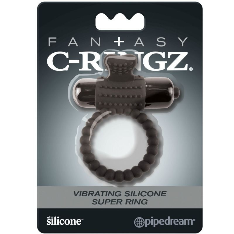 FANTASY C-RINGZ - BLACK SILICONE VIBRATING RING 2 