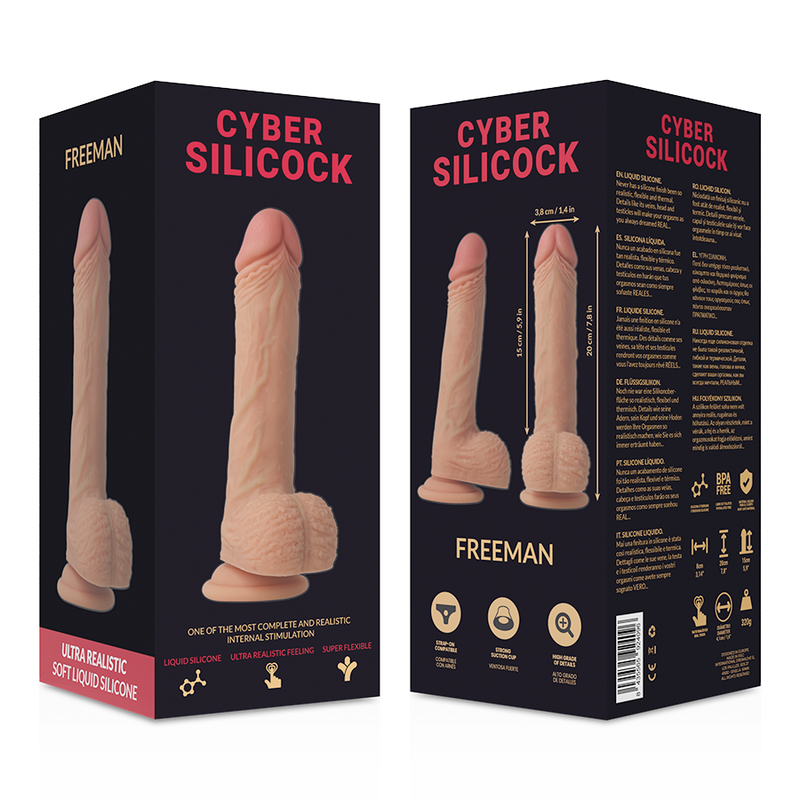 CYBER SILICOCK - FREEMAN ULTRA REALISTIC SOFT LIQUID SILICONE 20 CM -O- 3.8 CM 6 