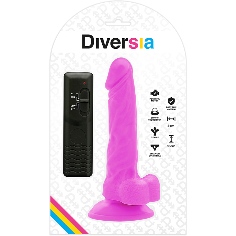 DIVERSIA - DILDO VIBRANTE FLESSIBILE VIOLA 18 CM -O- 4 CM 7 