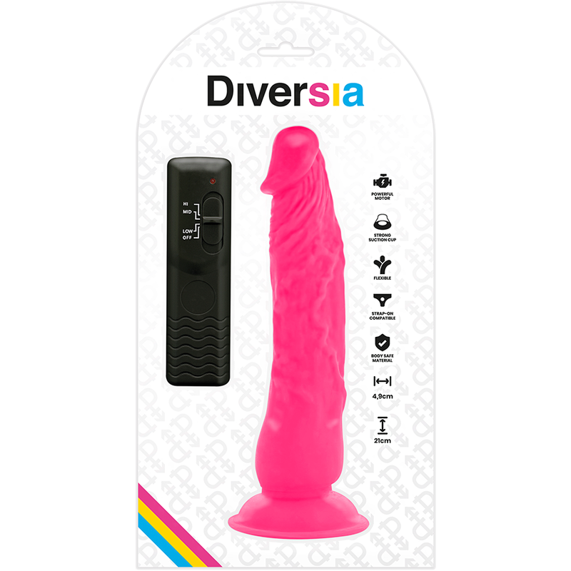 DIVERSIA - FLEXIBLE VIBRATING DILDO PINK 21 CM -O- 4.9 CM 8 