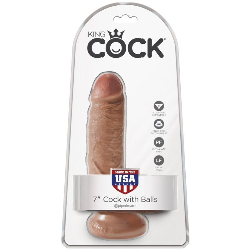 KING COCK - PENE REALISTICO CON SFERE 13.2 CM CARAMEL 5 