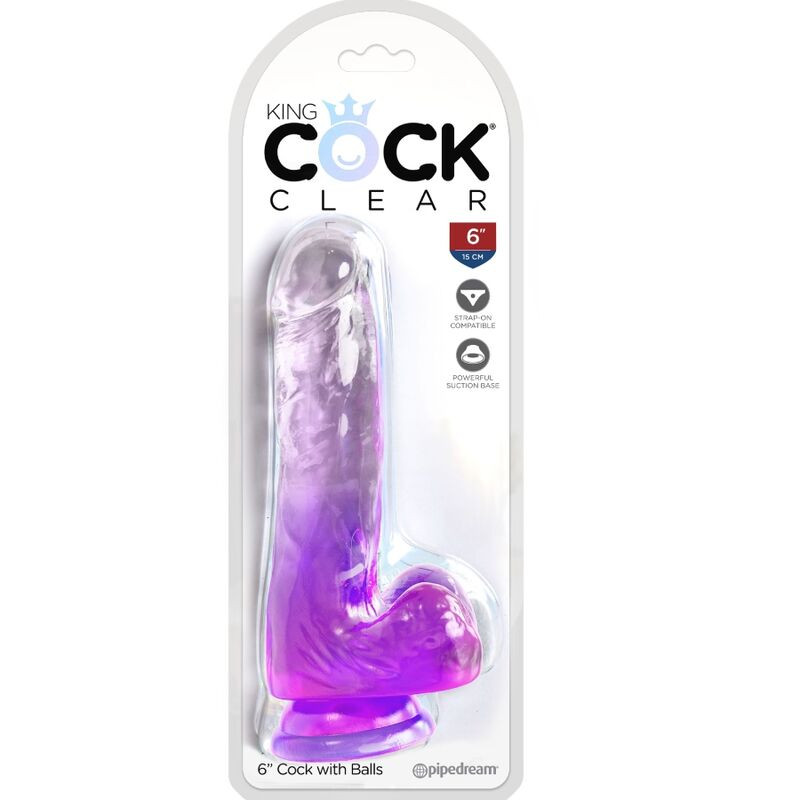 KING COCK - CLEAR PÉNIS RÉALISTE AVEC BOULES 13.5 CM VIOLET 1 