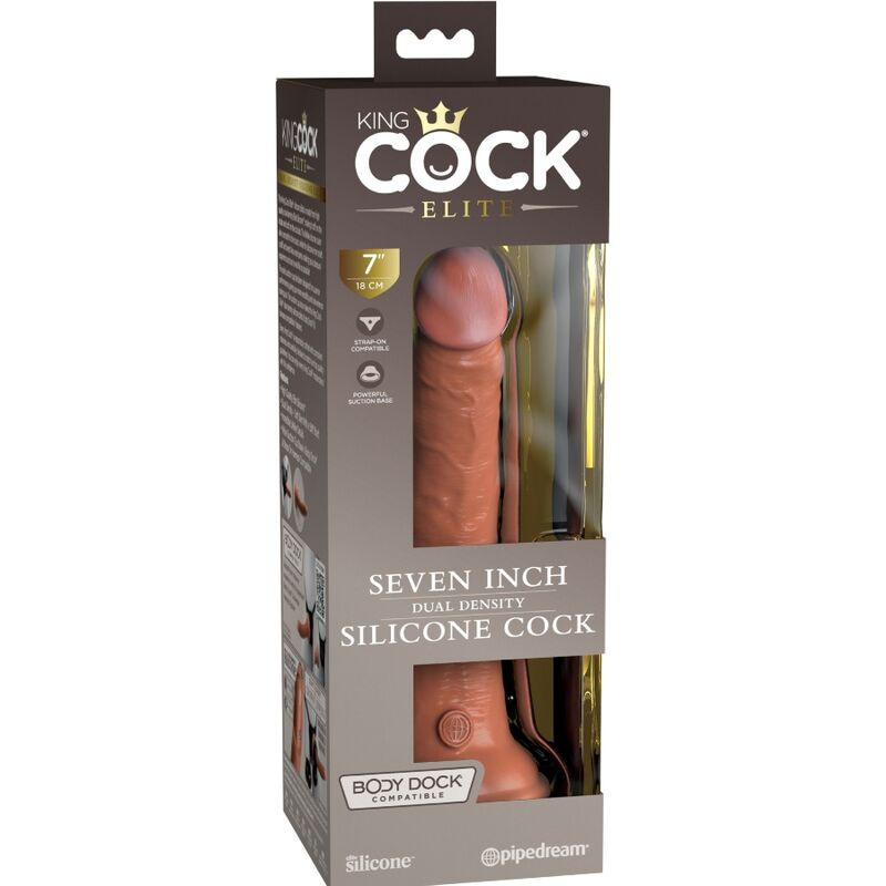 KING COCK - ELITE REALISTISCHER SILIKONDILDO 17.8 CM KARAMELL 5 