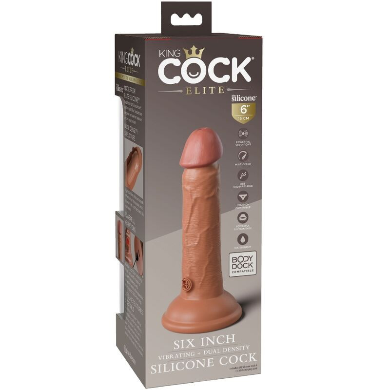 KING COCK - ELITE DILDO REALISTICO VIBRANTE E SILICONE 15.2 CM CARAMEL 4 