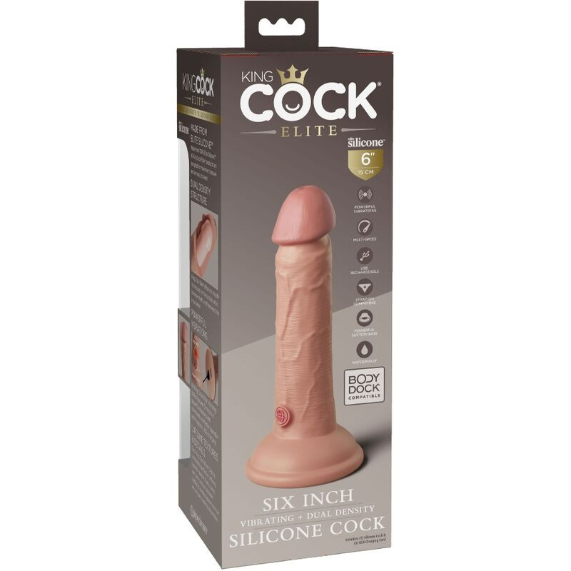 KING COCK - ELITE GODE RÉALISTE VIBRANT & SILICONE 15.2 CM 6 