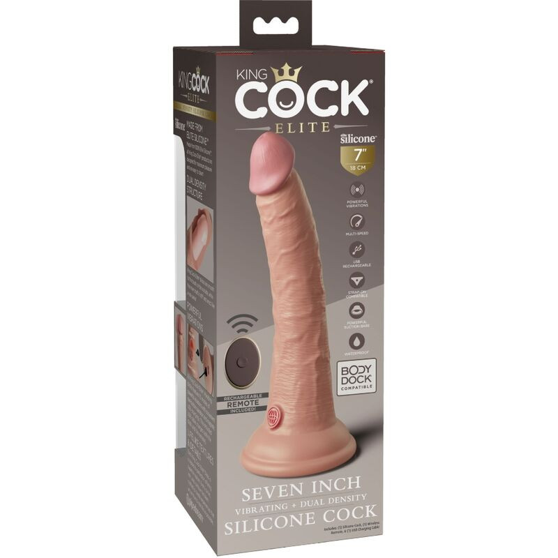 KING COCK - ELITE VIBRATEUR GODE RÉALISTE & TÉLÉCOMMANDE EN SILICONE 17.8 CM 4 