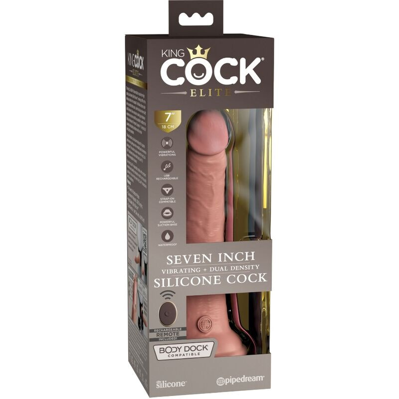 KING COCK - ELITE VIBRATEUR GODE RÉALISTE & TÉLÉCOMMANDE EN SILICONE 17.8 CM 5 