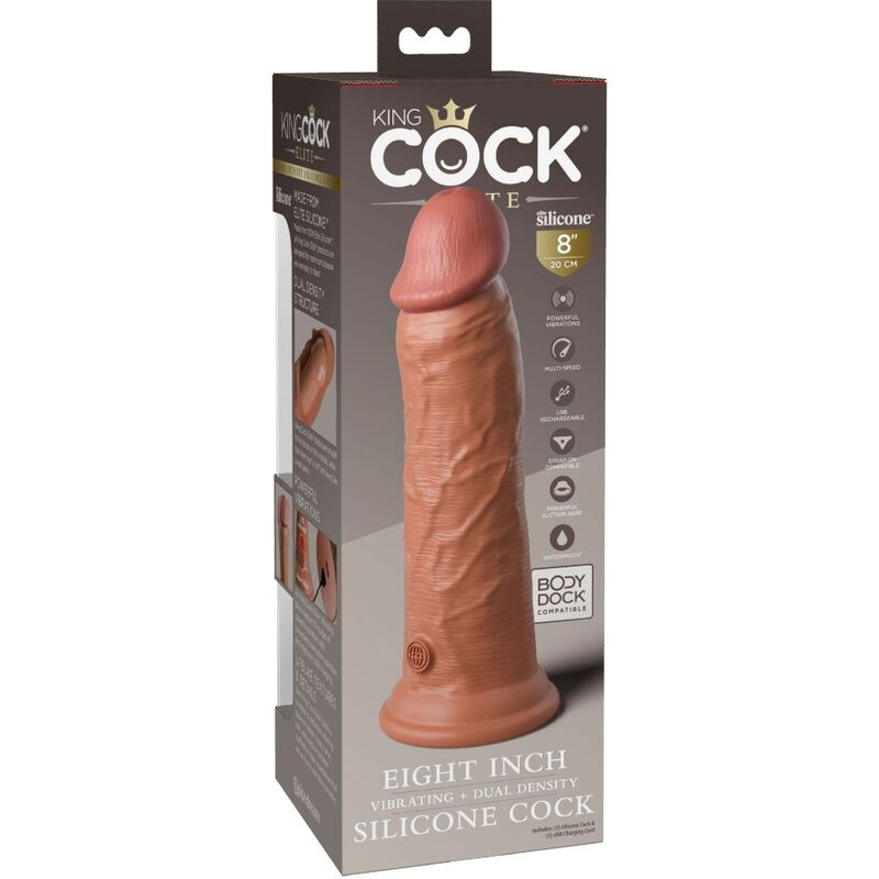 KING COCK - ELITE DILDO REALISTICO VIBRANTE E SILICONE 20.3 CM CARAMEL 5 