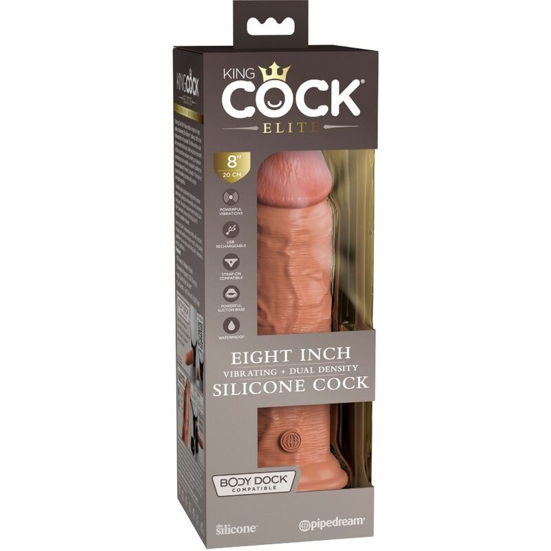 KING COCK - ELITE DILDO REALISTICO VIBRANTE E SILICONE 20.3 CM CARAMEL 6 