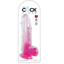 KING COCK - CLEAR GODE AVEC TESTICULES 20.3 CM ROSE 1 