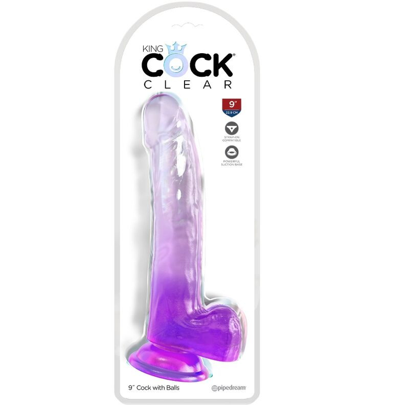 KING COCK - CLEAR DILDO CON TESTICOLI 20.3 CM VIOLA 1 